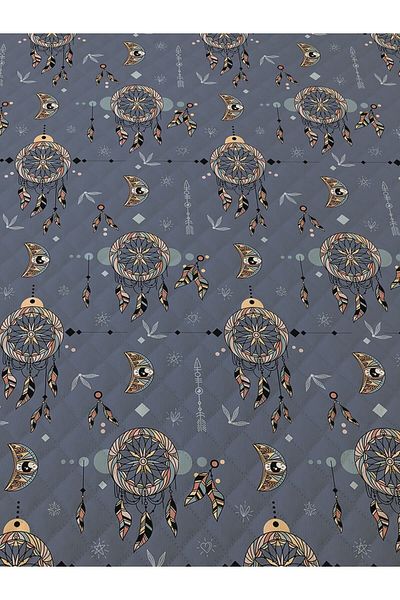 Evmila Model Etnic Dublu Imprimat Pique (200x220 Cm) Albastru
