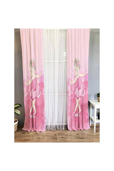 Evmila Ballerina Patterned Children's Room Background Curtain