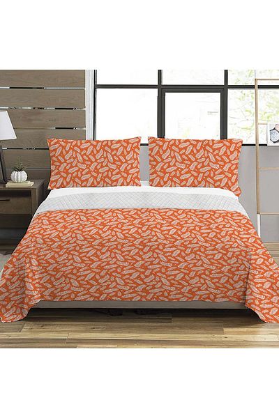 Evmila Leaf Pattern Double Printed Pique (200x220 Cm) Orange