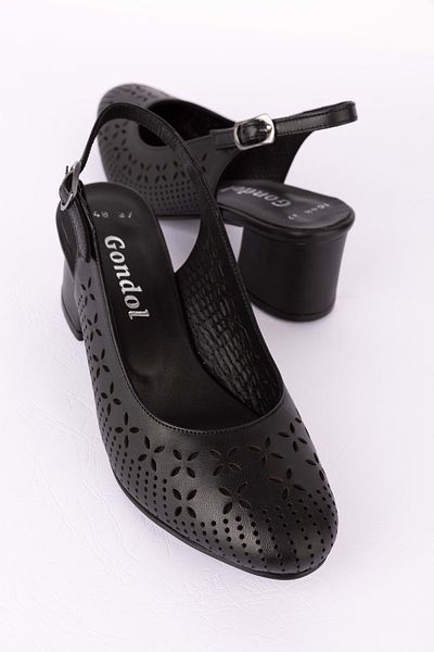 Gondol Genuine Leather Laser Cut Stylish Heeled Shoes Şhn.1048