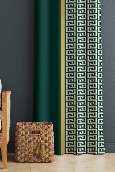 Evmila Baskılı Modern Desenli Salon Ve Yatak Odası Tek Kanat Kadife Doku Fon ...