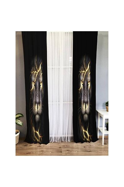 Evmila Lion Patterned Children's Room Background Curtain