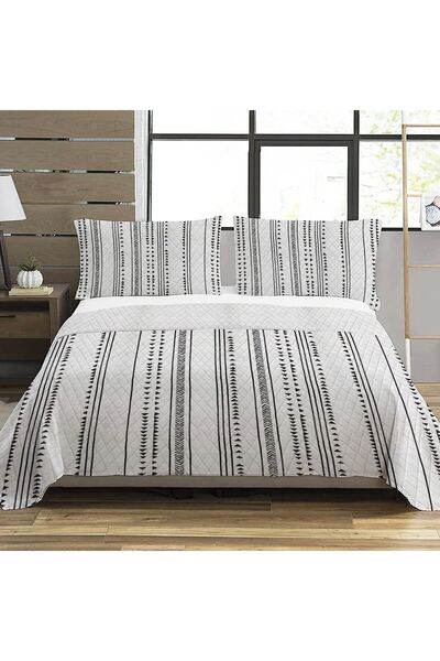 Evmila بيكيه مطبوع بنمط هندسي مزدوج (200x220 سم)