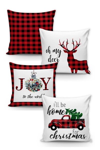 Lolla Evmila Christmas Patterned 4-Piece Throw Pillow Cover Set