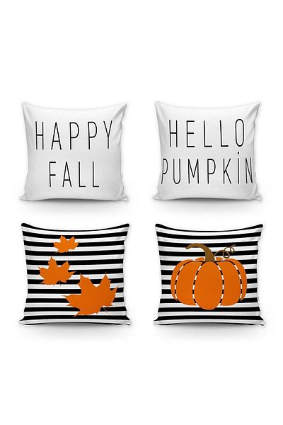 Evmila Black Happy Fall Hello Pumpkin - Perne de toamnă din 4 piese cu model de dovleac