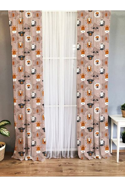 Evmila Printed Patterned Background Curtain for Kids and Baby Room