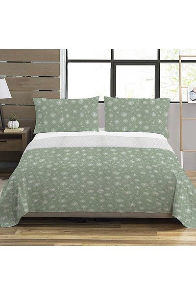 Evmila Dandelion Pattern Double Printed Pique (200x220 Cm) Green