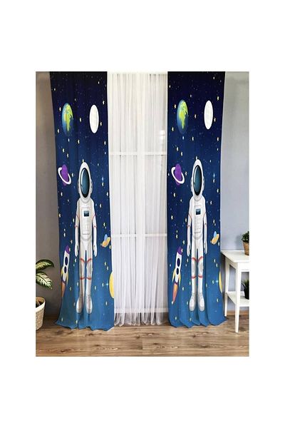 Evmila Astronaut Patterned Children's Room Background Curtain