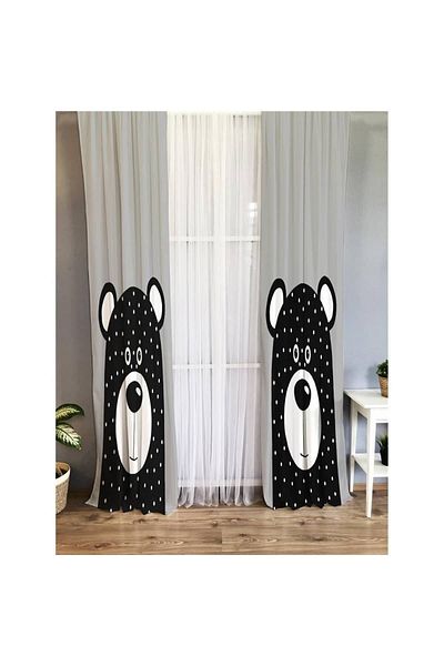 Evmila Teddy Bear Patterned Children's Room Background Curtain