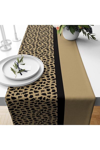 Evmila Runner din catifea cu model leopard