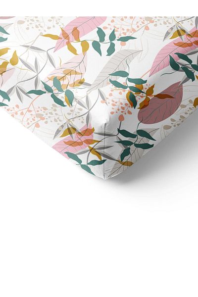 Evmila Leaf Patterned Printed Single Elastic Sheet Set