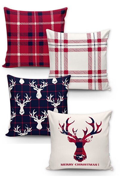 Lolla Evmila Christmas Patterned 4-Piece Throw Pillow Cover Set