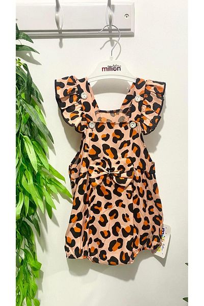 million babies 2614 Leopard Patterned Frilly Baby Jumpsuit Salopet