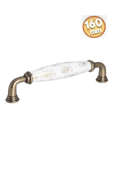 Porcellana Perla مقبض معدني من البورسلين - مقبض باب أثاث خزانة الأدراج - Ruby-160mm- STK3074
