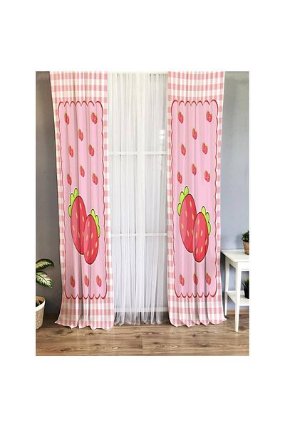 Evmila Strawberry Patterned Children's Room Background Curtain