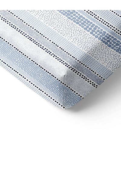 Evmila Set cearșaf dublu 160x200 cm imprimat cu model linie - albastru