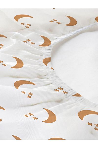 Evmila Moon Patterned Printed Single Elastic Sheet Set