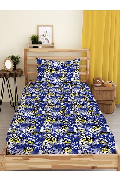 Evmila Football Patterned Printed Single Elastic Sheet Set