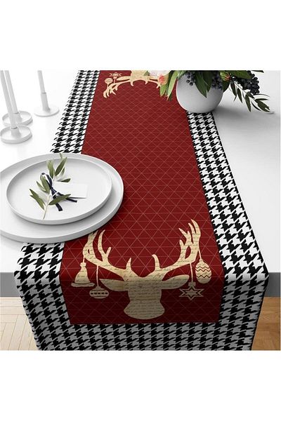 Evmila New Year's Special Velvet Runner with Deer Pattern