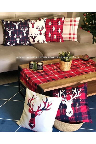 Lolla Evmila Christmas Patterned 4-Piece Throw Pillow Cover Set