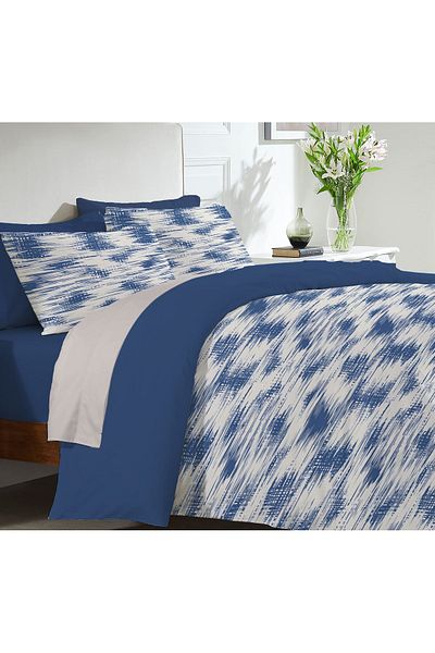 Evmila Model Modern Imprimat Dublu 200x220 Cm 2 Piese 50x70cm Set Pilomă - Albastru