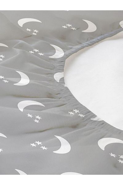Evmila Moon Patterned Printed Single Elastic Sheet Set