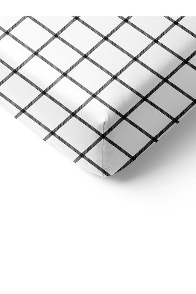 Evmila Square Pattern Printed Double Sheet Set 160x200 Cm - White