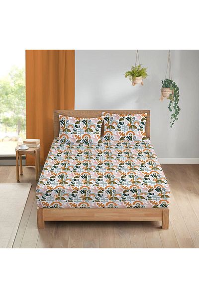 Evmila Rainbow Pattern Printed Double Sheet Set 160x200 Cm - Colorful