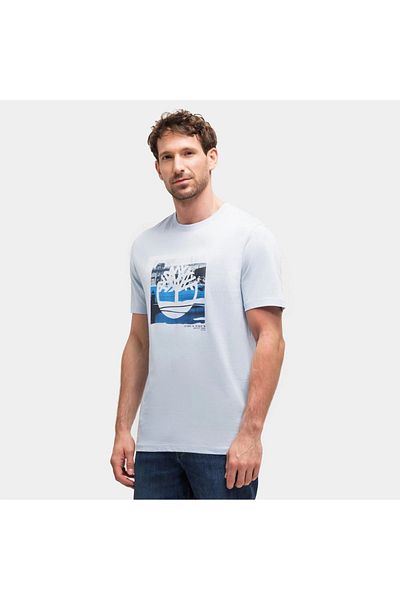 Timberland Coast Inspired Logo Graphic Regular Men's Blue Round Neck T-Shirt