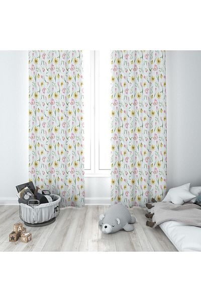 Evmila Children's Room Patterned Background Curtain