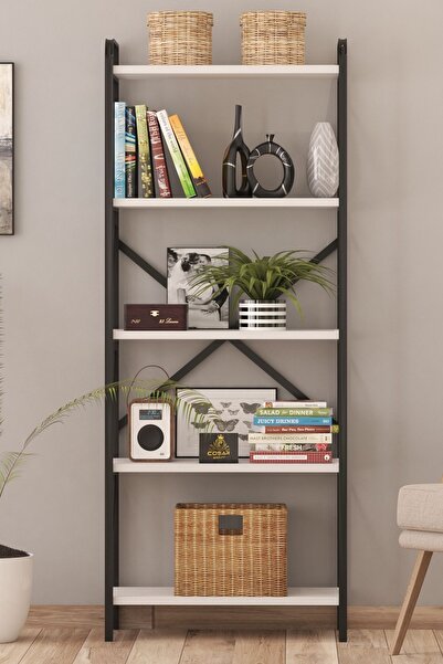 Cosargroup Oval Concept Kitaplık 5 Raflı Çok Amaçlı Dosya Kitap Rafı Ofis Salon Rafı 150cm
