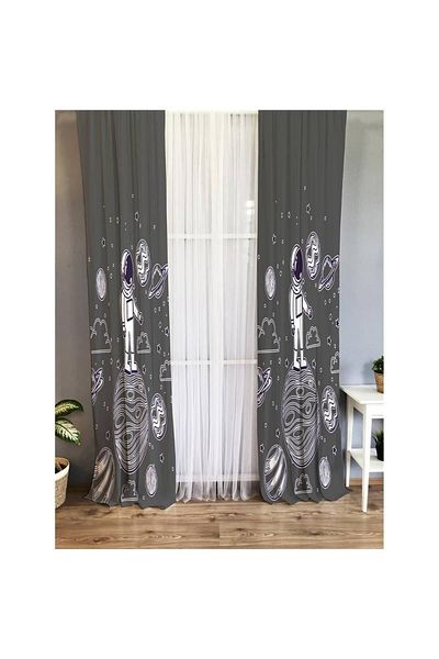 Evmila Astronaut Patterned Children's Room Background Curtain