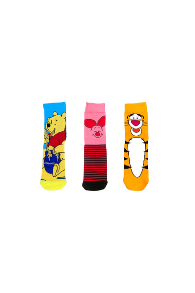 AL Bİ 90LIK 3'lü Set Winnie The Pooh Tiger ve Piglet Karakterli Pamuklu Soket...