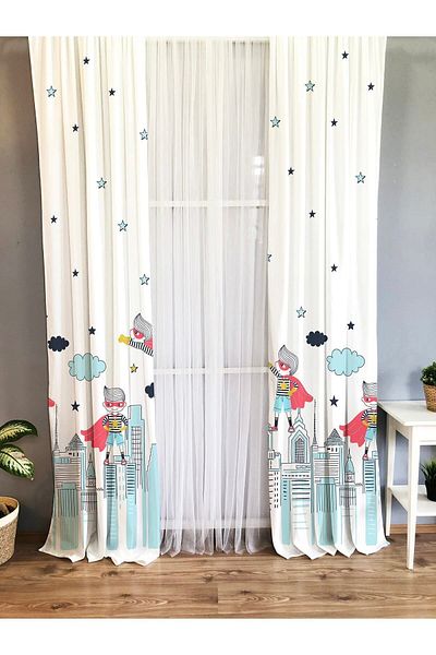 Evmila Printed Patterned Background Curtain for Kids and Baby Room