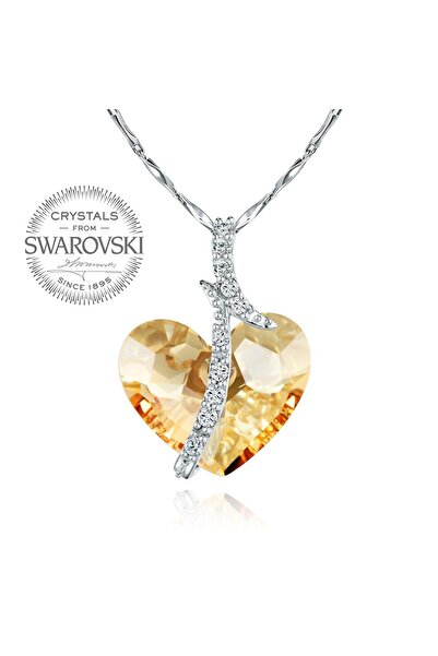 Monemel Taşlı Gümüş Kalp Kolye (altın Kaplama)