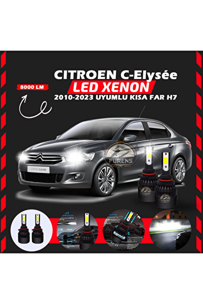 SHOOPLAA Citroen C-Elysee 2010-2023 Kısa Far Uyumlu Şimşek Etkili Led Xenon L...