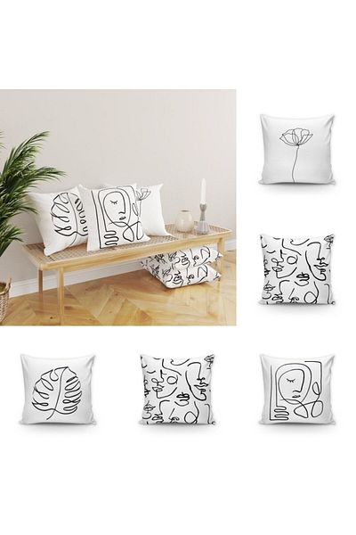 Evmila Set de 5 huse de pernă decorative