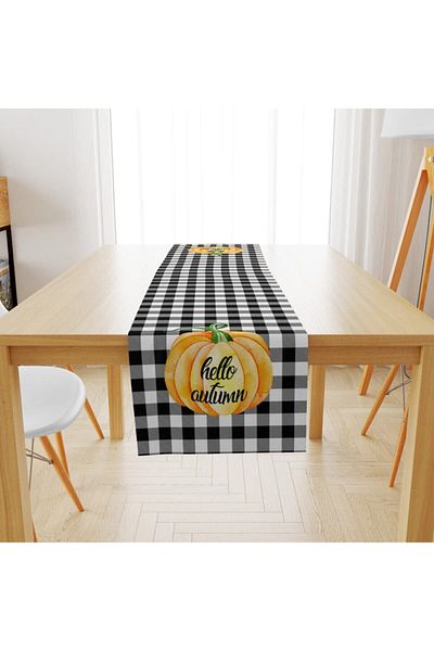 Evmila Velvet Woven Special Design Pumpkin Patterned Runner