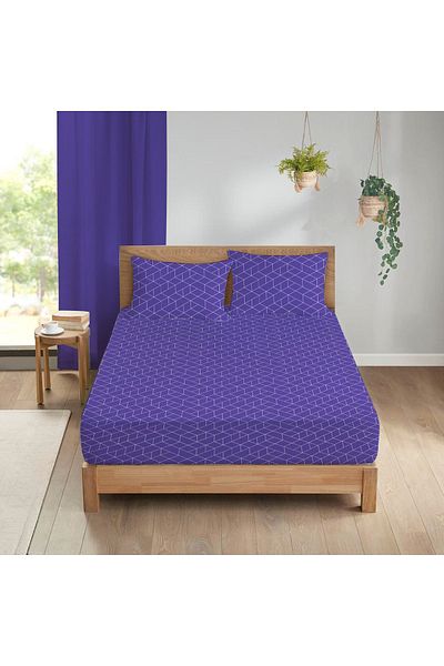 Evmila Set cearșaf dublu 160x200 cm imprimat cu model marmură - albastru
