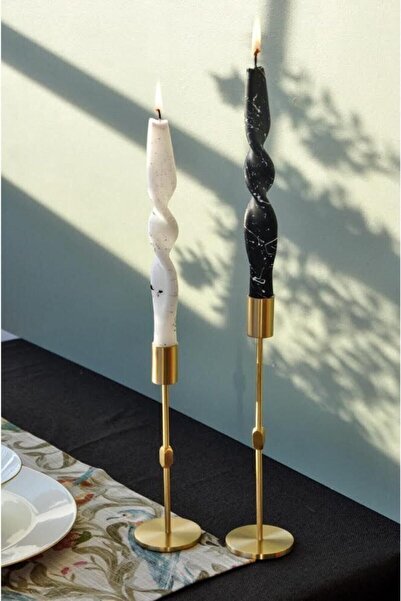 LUKREA Pirinç El Yapımı Silindir Şamdan Paris Ikili Set