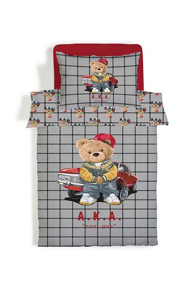 Evmila Διπλής όψης Teddy Car Pattern Σετ χωρίς σεντόνια 2 τεμαχίων Σετ μονό παπλωματοθήκη 160x220 cm