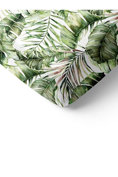 Evmila Leaf Patterned Printed Single Elastic Sheet Set