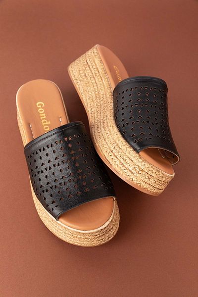 Gondol Women's Genuine Leather Platform Sole Slippers Mlk.5352