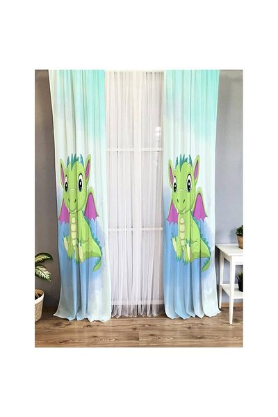 Evmila Panda Patterned Children's Room Background Curtain