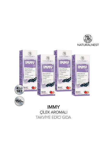 Naturalnest Immy Black Elderberry - 1.3 1.6 Beta Glucan and Vitamin C Zinc Syrup 4 Boxes