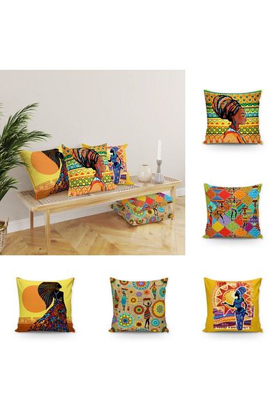 Evmila Set de 5 huse de pernă decorative