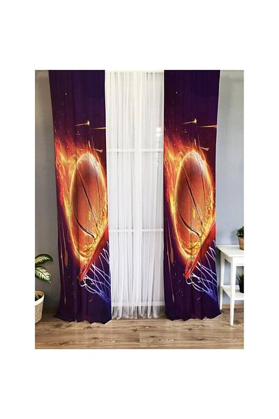 Evmila Basketball Patterned Children's Room Background Curtain