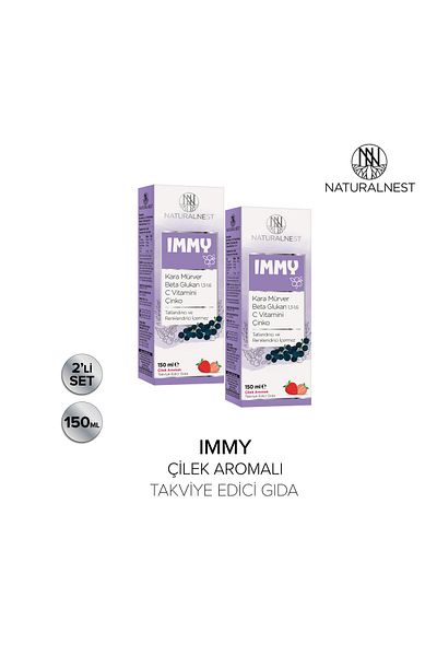 Naturalnest Immy Black Elderberry - Syrup Containing Beta Glucan, Vitamin C and Zinc 2 Boxes