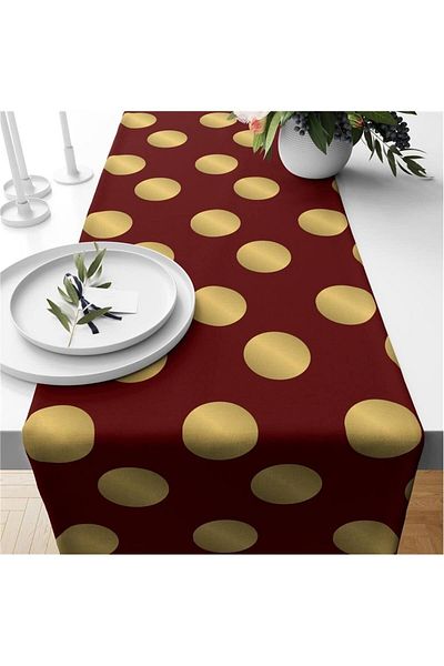 Evmila New Year's Themed Polka Dot Patterned Velvet Runner