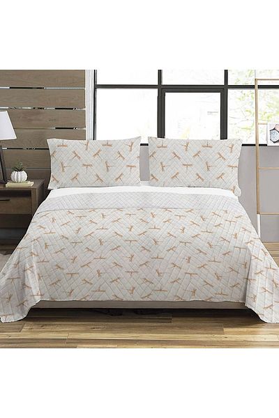 Evmila Modern Pattern Double Printed Pique (200x220 Cm) White